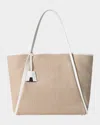 Akris Alex Raffia & Leather Tote Bag In Nature White