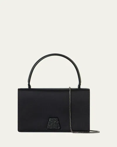 Akris Alice Crystal Trapezoid Satin Micro Top-handle Bag In Black