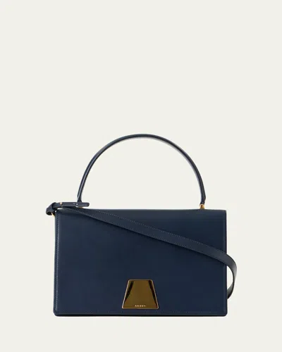 Akris Alice Flap Leather Crossbody Bag In Denim