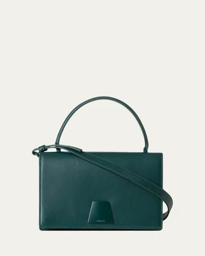 Akris Alice Small Leather Top-handle Bag In Green