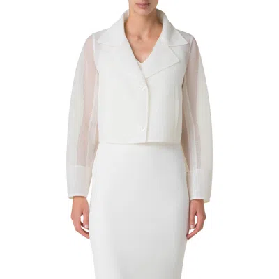 Akris Alice Techno Grid Double Layer Crop Jacket In Pure White