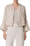 Akris Alida Short 3d Jacquard Wool-blend Jacket In Greige
