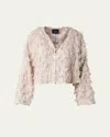 Akris Alida Short 3d Jacquard Wool-blend Jacket In Greige