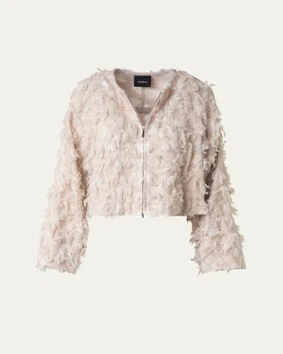 Akris Alida Short 3d Jacquard Wool-blend Jacket In Greige