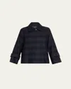 Akris Alisa Check Wool Double Face Jacket In Blue