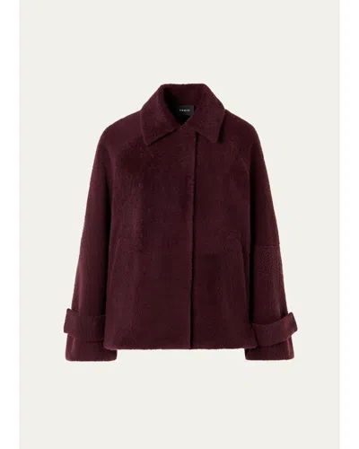 Akris Alisa Lamb Shearling Single-breasted Short Jacket In Brown