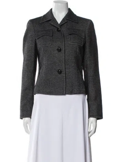 Pre-owned Akris Alpaca Tweed Pattern Blazer In Gray