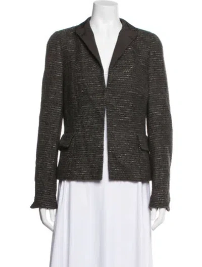 Pre-owned Akris Alpaca Tweed Pattern Blazer In Green