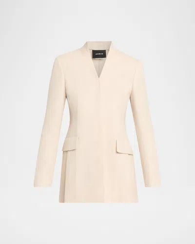 Akris Alvar Linen-wool Double-face Cardigan Jacket In Neutral