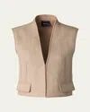 Akris Alvaro Short Raffia Leather-trim Vest In Cuoio