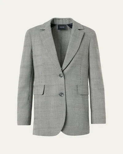 Akris Alvina Prince Of Wales Single-breasted Jacket In Gray