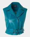 Akris Alvy Nappa Leather Biker Vest In Multi
