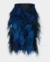 Akris Alysons Cyanotype Print Feather Pencil Skirt In Blue