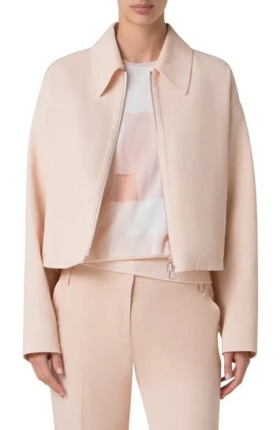 Akris Ander Cotton Double Face Crop Jacket In Seashell