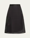 Akris Anemone Corsage Organza Midi Skirt