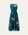 Akris Anemone Print Belted Fit-and-flare Voile Dress