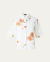 Akris Anemone Print Cotton Voile Blouse