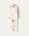 Akris Anemone Print Silk Crepe Midi Tunic Dress In Multi
