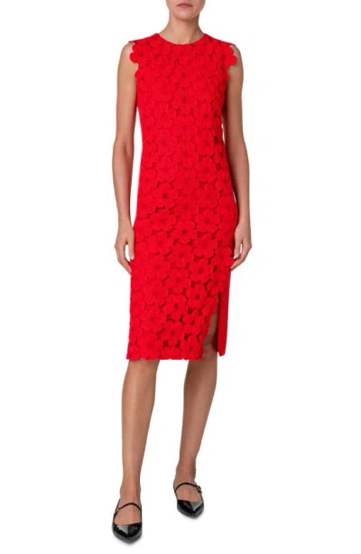 AKRIS ANEMONES LACE & SILK CREPE SHEATH DRESS