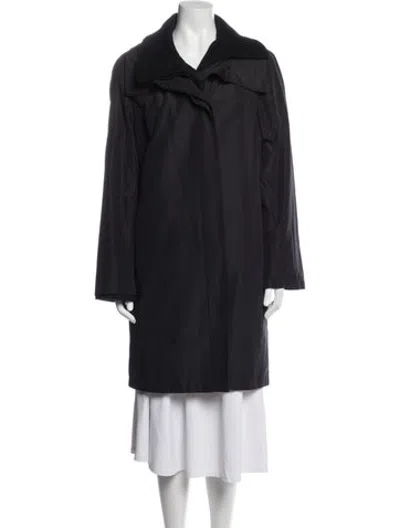 Pre-owned Akris Angora Coat In Black/blue