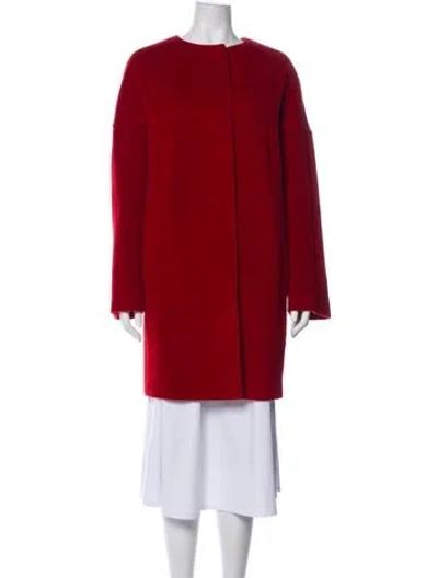 Pre-owned Akris Angora Faux Fur Coat In Red