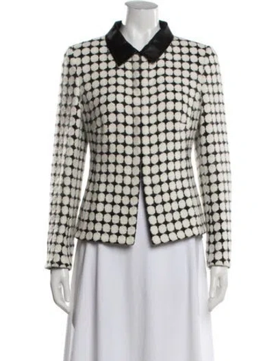 Pre-owned Akris Angora Polka Dot Print Blazer In Neutrals/white