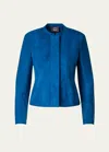 AKRIS ANIELLA SUEDE FITTED JACKET, BLUE