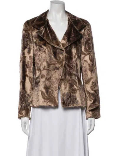Pre-owned Akris Animal Print Faux Fur Jacket In Brown