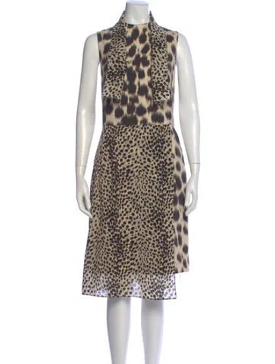 Pre-owned Akris Animal Print Midi Length Dress In Neutral