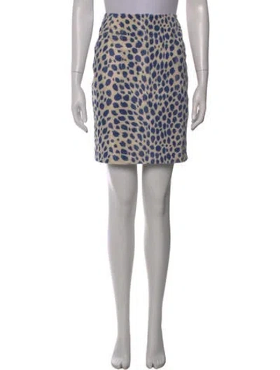 Pre-owned Akris Animal Print Mini Skirt In White