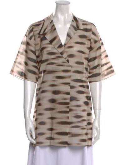 Pre-owned Akris Animal Print Short Sleeve Tunic In Neutral