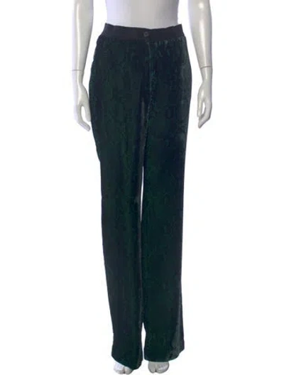 Pre-owned Akris Animal Print Wide Leg Pants In Green