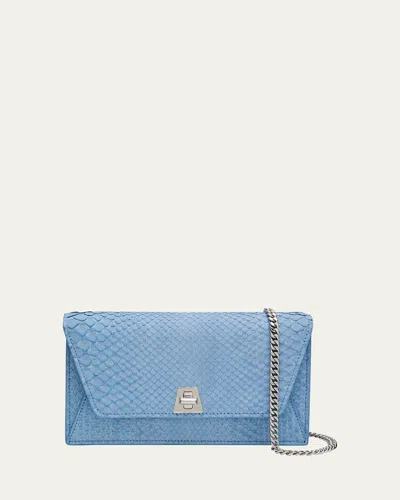 Akris Ankou Snakeskin Suede Envelope Clutch Bag In Blue