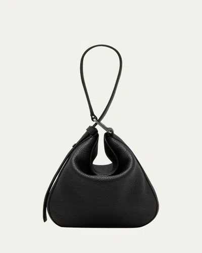 Akris Anna Little Leather Hobo Bag In Black