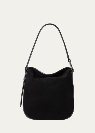 Akris Anna Little Suede Hobo Bag In Black