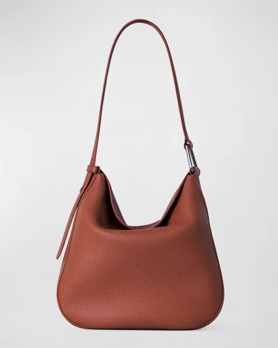Akris Anna Medium Leather Hobo Bag In Brown