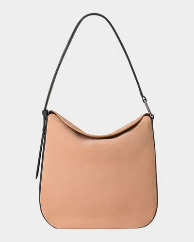 Akris Anna Medium Nubuck Leather Hobo Bag In Camel Back