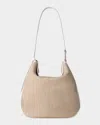 Akris Anna Medium Raffia & Leather Hobo Bag In Nature White