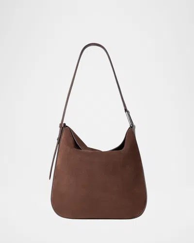 Akris Anna Medium Suede Hobo Bag In Brown