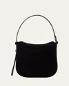 Akris Anna Mini Velvet Hobo Bag In Black