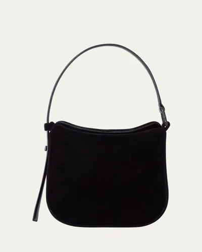 Akris Anna Mini Velvet Hobo Bag In Black