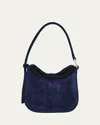 Akris Anna Mini Velvet Hobo Bag In Denim