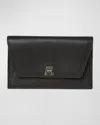 Akris Anouk Cervo Leather Clutch Bag W/chain In Black