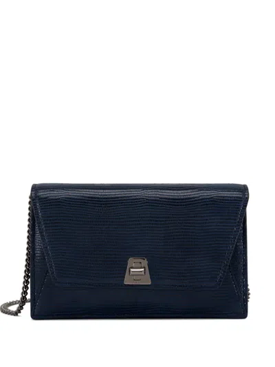 Akris Anouk Chain-strap Lizard-effect Clutch Bag In Blue