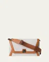 Akris Anouk City Canvas & Leather Crossbody Bag In Stucco Cuoio