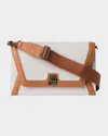 Akris Anouk City Canvas & Leather Crossbody Bag In Stucco Cuoio