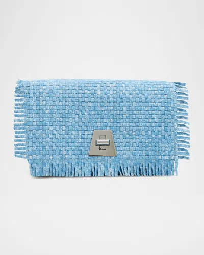 Akris Anouk Fringed Woven Cotton Twill Clutch Bag