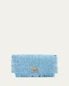 Akris Anouk Fringed Woven Cotton Twill Clutch Bag In Gray