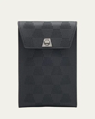 Akris Anouk Lasercut Grid Phone Pouch Bag In Black