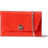 Akris Anouk Lizard Embossed Leather Envelope Wallet On A Chain In Orange